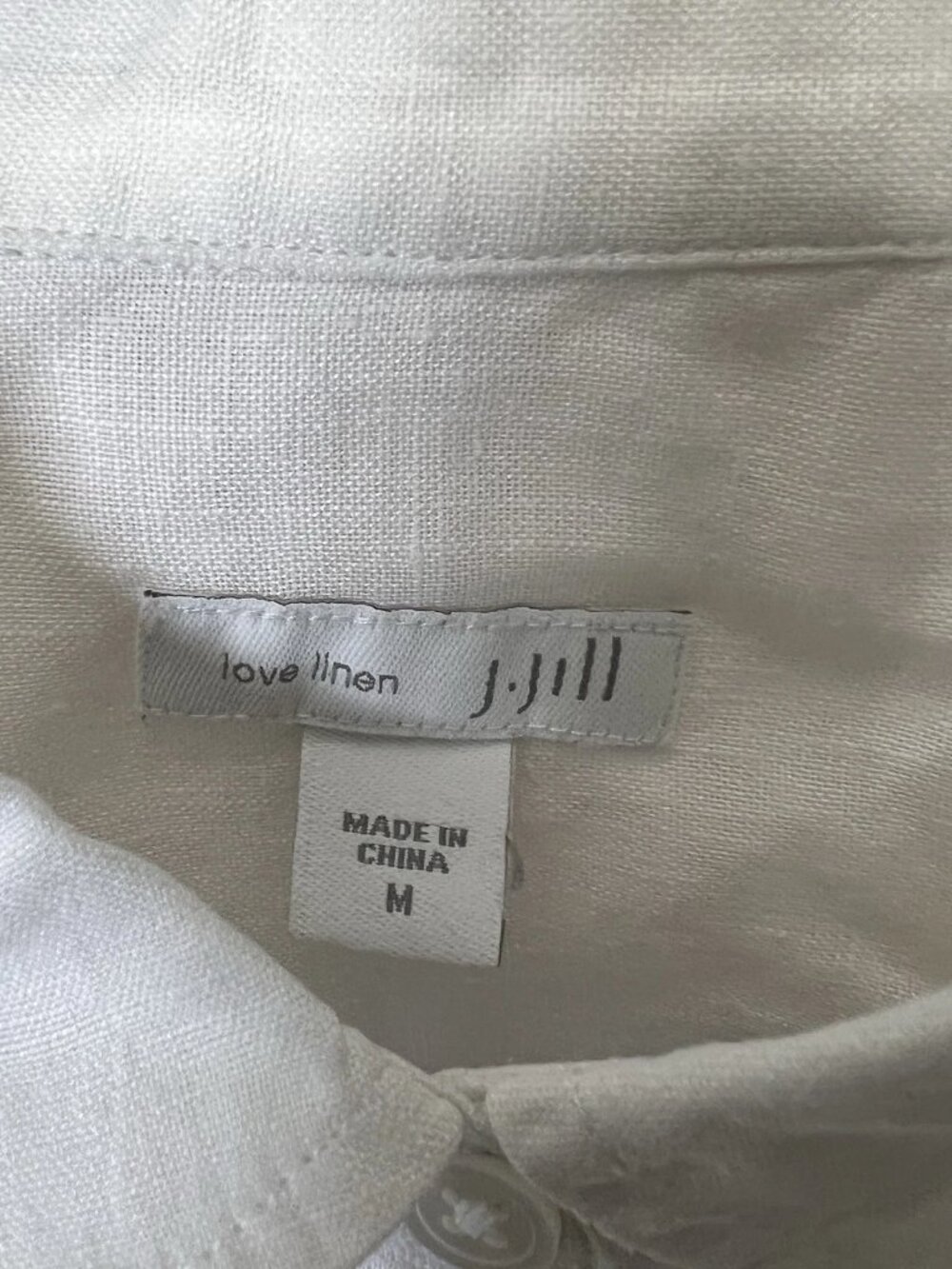 J Jill Love Linen Top Women’s M White Long Sleeve Button Up Beach Resort Cruise - Picture 8 of 9